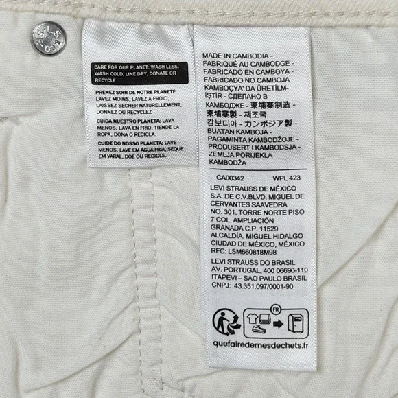 Levis 501 Shorts Womens 33 White Original Fit High Rise Button Fly Denim - Picture 4 of 11